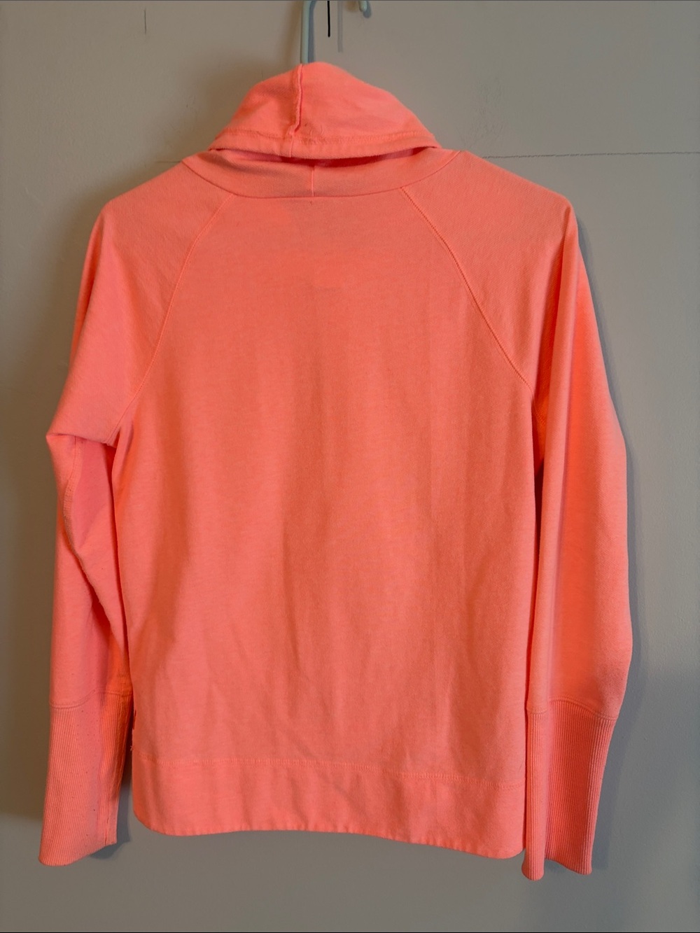 Lucy Neon Coral gold over Cowl Neck Pullover Hoodie. Med. - Picture 5 of 6